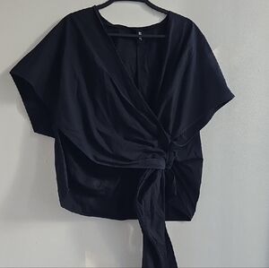 JNBY Chic Black Tie-Front Blouse